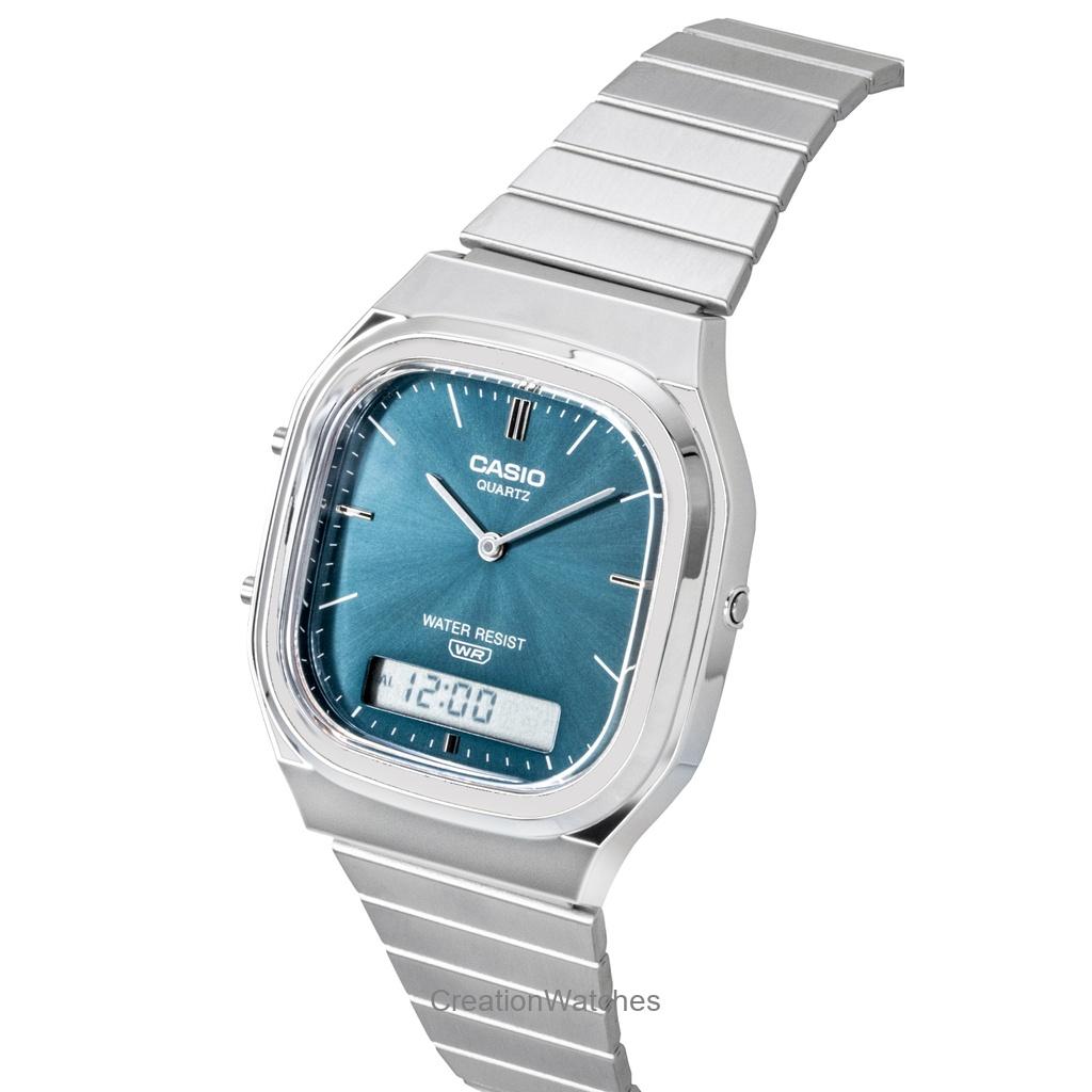 Casio Reloj Unisex Vintage Analógico Digital de Acero Inoxidable Esfera Azul Cielo Cuarzo AQ-240E-3A
