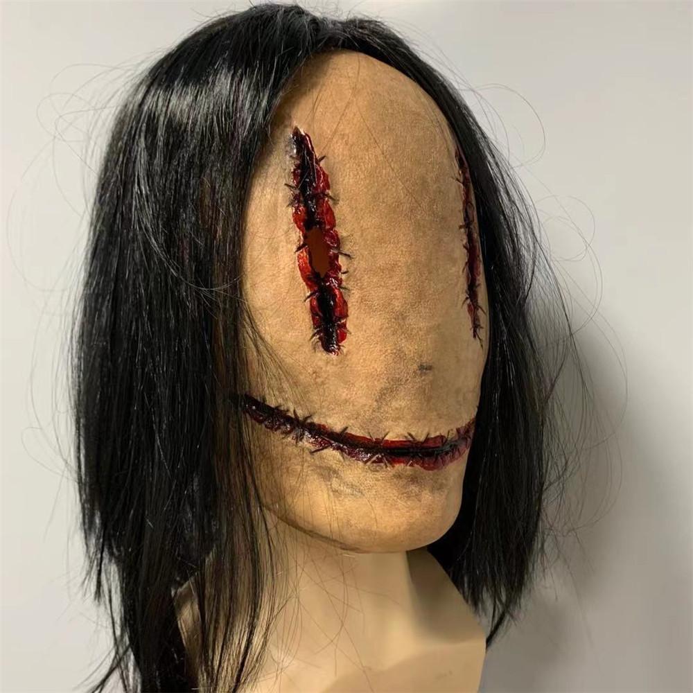 Horror Latex Zombie Mask With Long Hair And Scars For Halloween Costume Party