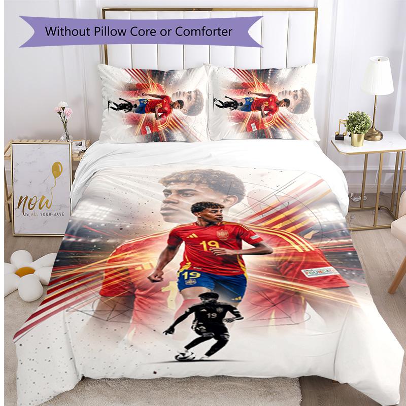 Set Lenzuola Stampato Yamal 3 Pezzi Traspirante Copripiumino con Federe Biancheria da Letto Decorativa per Camera da Letto Casa