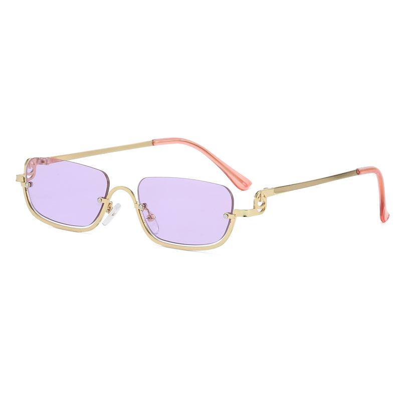 New European and American style small square half-frame fashion sunglasses for women Stylish sunglasses for women for taking photos