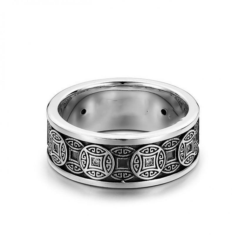Adjustable Copper Coin Ring Men Women Vintage Style Open Finger Retro Geometric Design