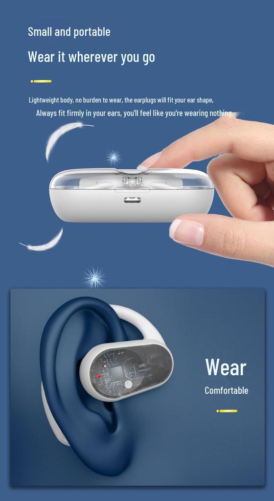 Hi-Fi Stereo Sound Digital Display Ear Hook Sports Wireless Earbuds with Ultra-long Battery Life