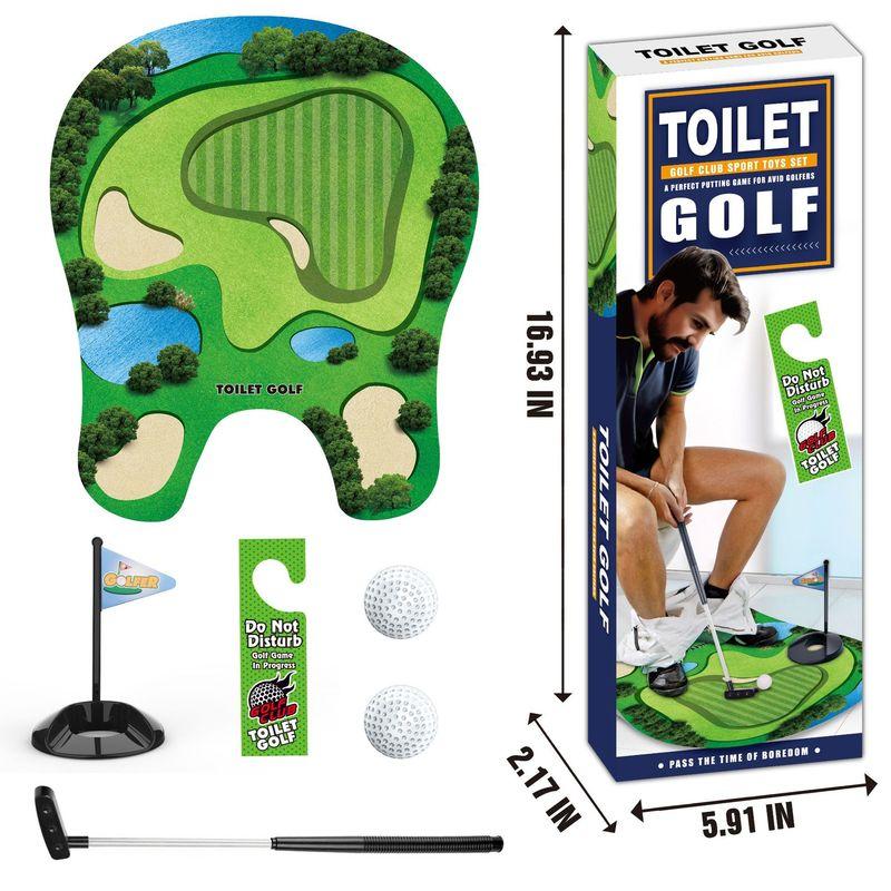 Generic Toilet Golf Set Mini Putting Game With Mat Putter 2 Balls Bathroom Leisure Entertainment Toy Adult Golfers Toilet Fun