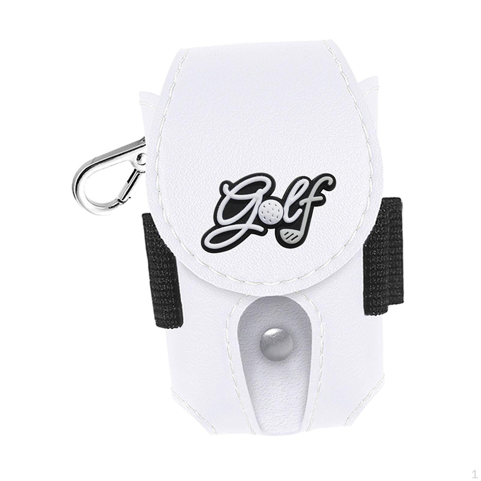 Golf Ball Bag Belt Portable Golfer Gift Versatile PU Leather with Clip Utility Pouch Outdoor