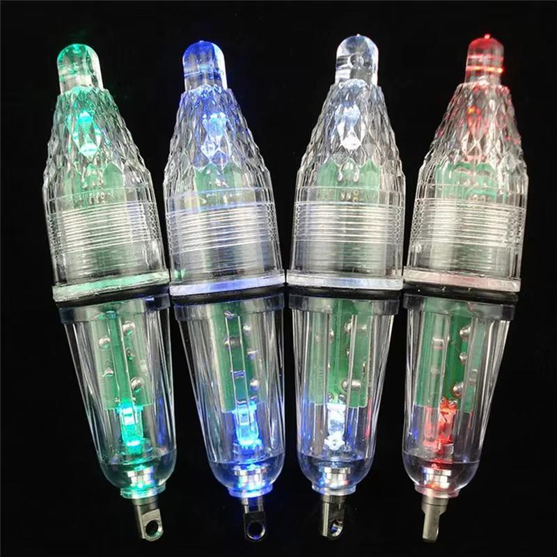 10Pcs/lot 12cm Deep Drop Underwater Fish Attracting Lure LED Fishing Red Blue Green White Flash Light Bait Multicolor
