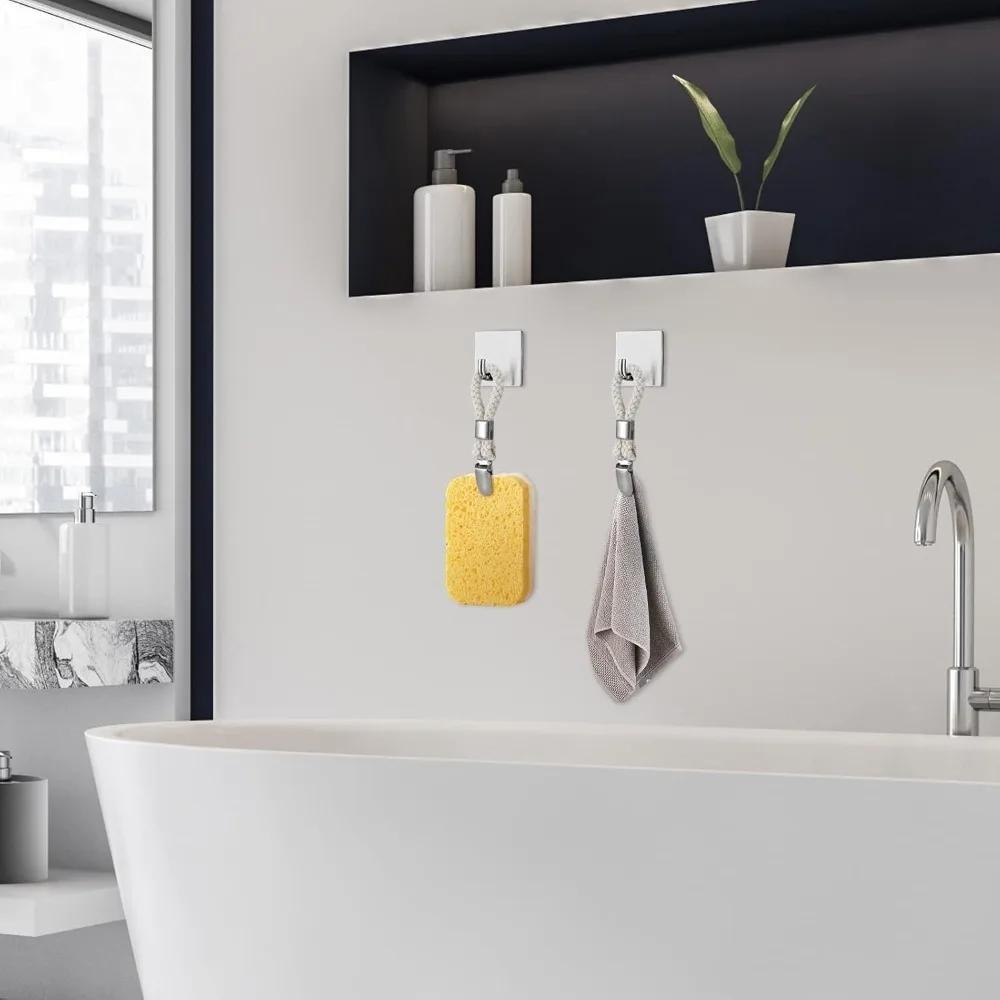 2025 Bathroom Towel Clips Braided Cotton Towel Clip with Metal Clamp 1PCS for Home Bathroom Kitchen Storage Pegs