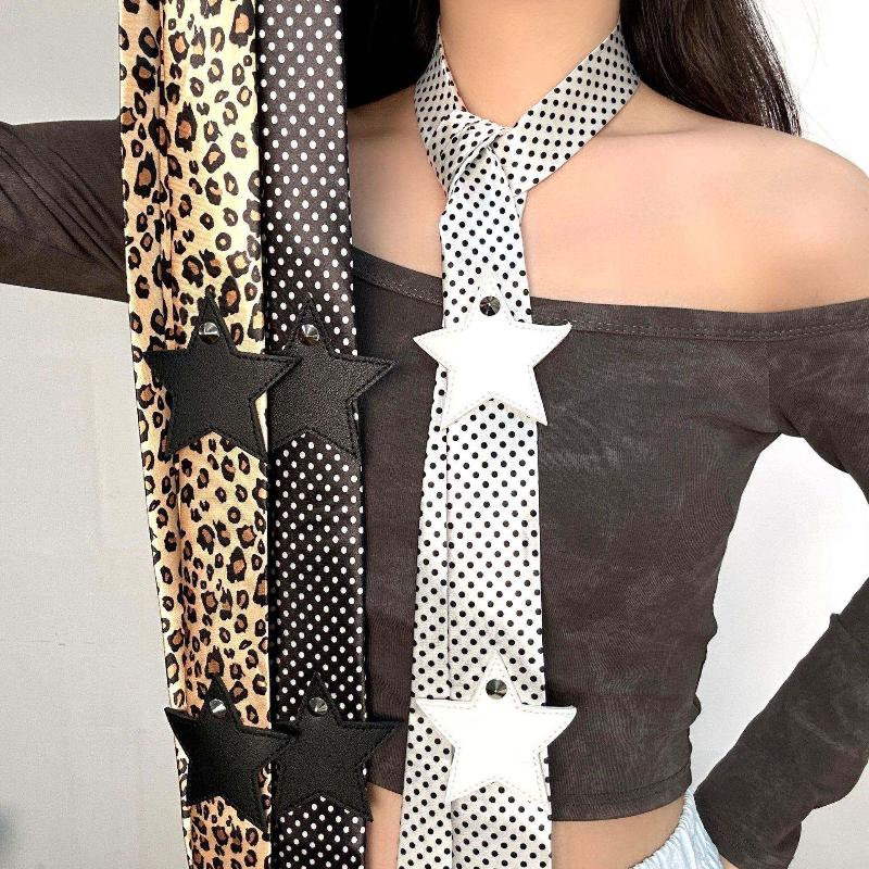 Fashion Dot Jacquard Scarf Belt Trendy Edgy High-End Long Waist Accessory With Retro Star Decoration