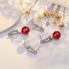 New Fashion Women Pearl Stud Earrings Red/white Pearl Vintage  Silver Needle Small Earrings Female Chic  Accessories