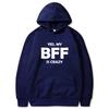 BFF Printed Hoodie Autumn Winter Women Men Casual Loose Simple Fashion Comfortable O-Neck Long Sleeve Fleece Sweatshirts