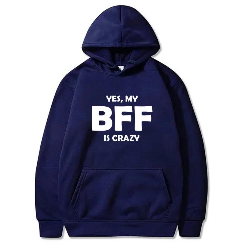 BFF Printed Hoodie Autumn Winter Women Men Casual Loose Simple Fashion Comfortable O-Neck Long Sleeve Fleece Sweatshirts