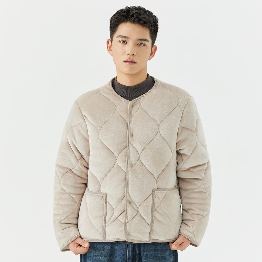 Winter Warm Jacket for Men Outdoor Indoor Windproof Full Zip Padded Long Sleeve Coats With Pockets Men's Thick Fleece Lined Quilted House Wear Jackets