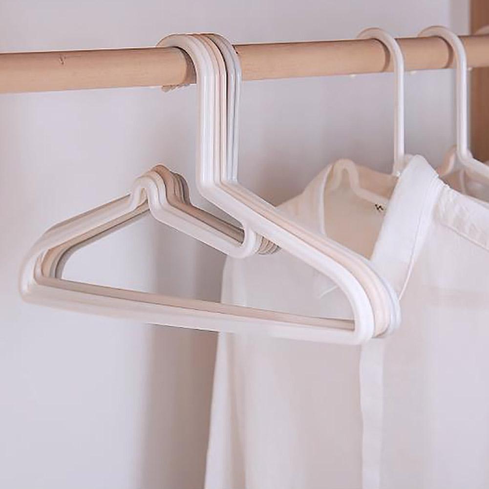 10Pcs Plastic Hangers Space Saving Clothes Hangers Scarf&Tie Bar(Apricot)