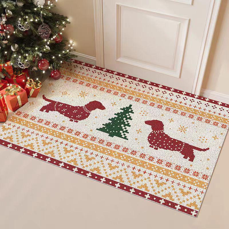 Tapete de Porta Antiderrapante com Filhote de Natal - Remove Poeira, Resistente a Manchas, Tapete de Entrada Cortável