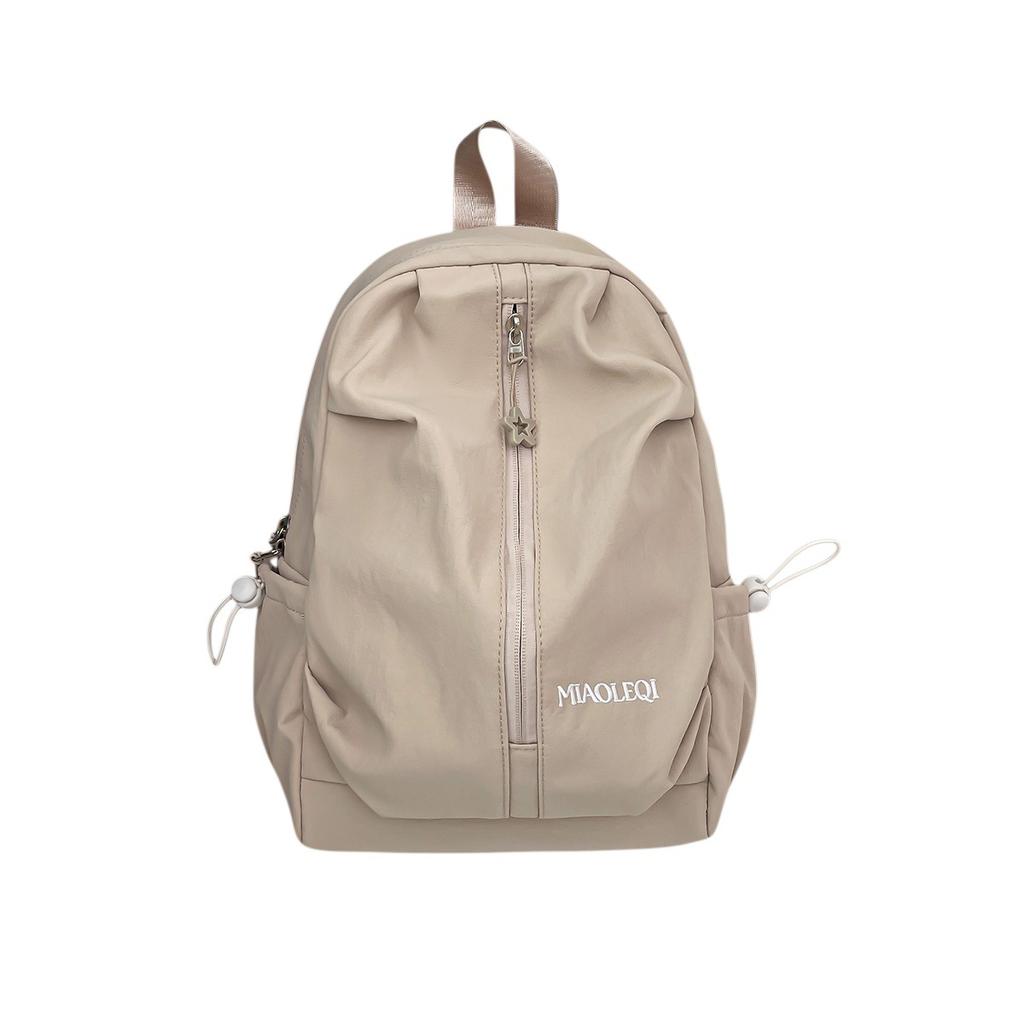 Schoolbag New Minimalist Gentle Wind High Sense Solid Color Small Backpack College Students Travel Light Casual Backpack Women
