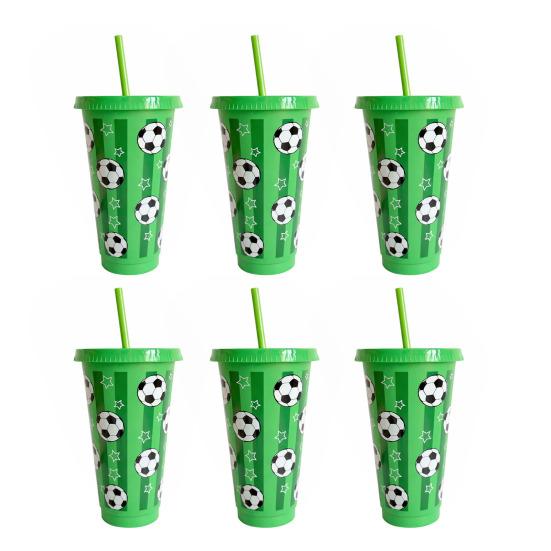 1/6/12Pcs 710ML Plastic Football Cup 24oz Football Themed Tumbler Reusable Drinking Bottle Game Day Sports Football Party Essentials Fan Gift