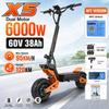 Patinete Eléctrico X5 6000W60V38V Doble Suspensión Amortiguación Velocidad Máxima 95 Km/H 11 Pulgadas Autonomía Máxima 90 Km Todoterreno