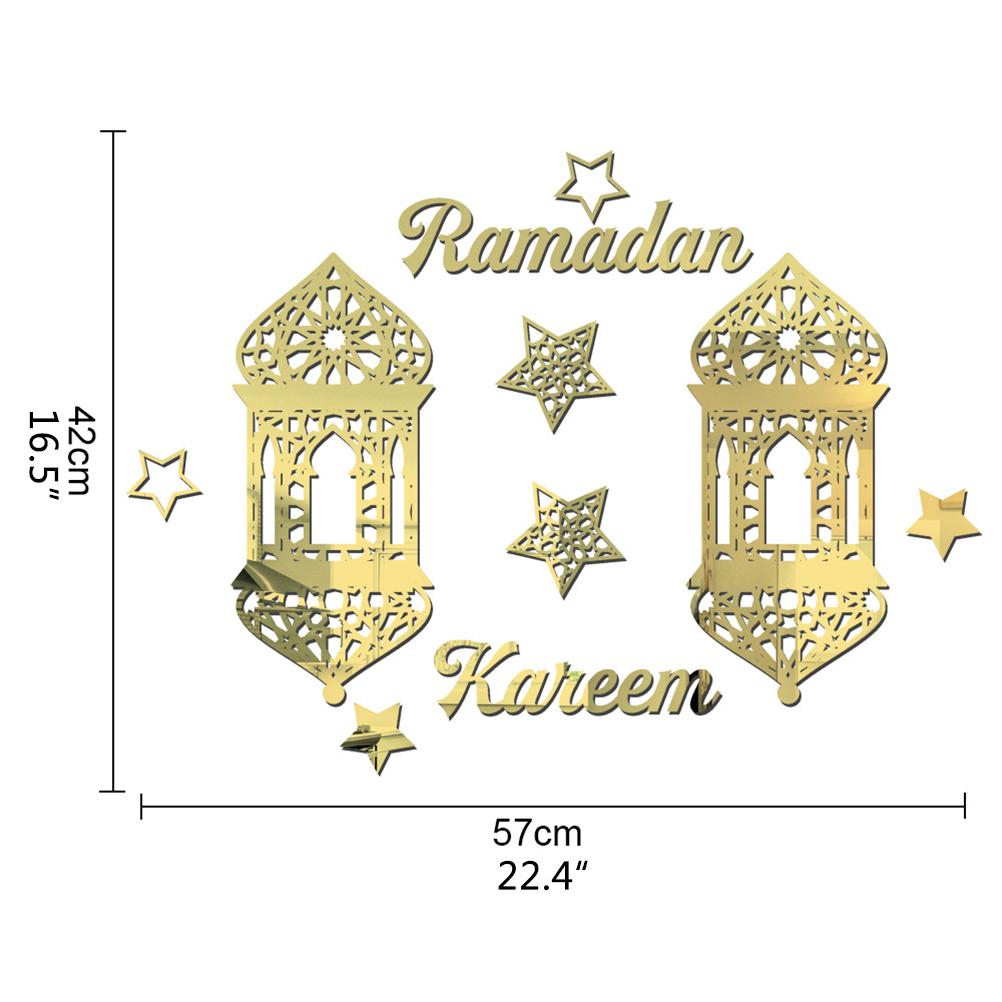 Eid Mubarak Akrylové zrcadlové samolepky na zeď Samolepicí samolepky na zeď Dekorace Ramadan Festival