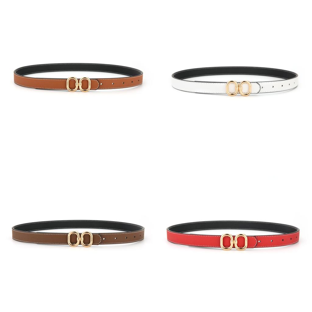 Genuine Leather Doublesided Womens Belt With Square Alloy Buckle For Casual Wear