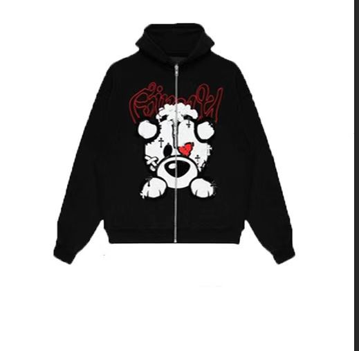 2023 New Riman Print Punk Style Harajuku Sweater Y2k Gothic Hoodie Long Zip Sweater