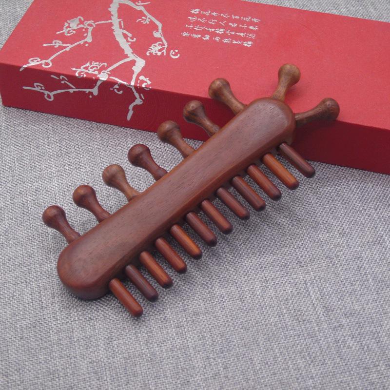Purple & Green Sandalwood Multifunctional Scalp Massage Comb