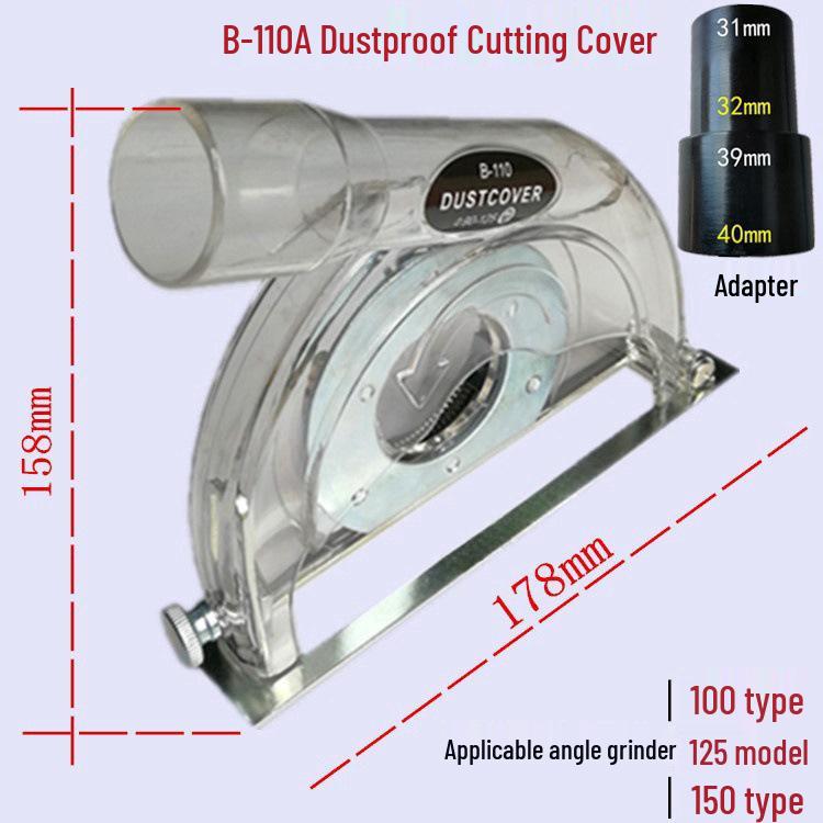 5-Inch Dust Cover for 100/110 Angle Grinder - Dust-Free Cutting and Stone Grooving
