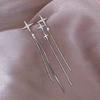 Design Sense Personality Long Star Tassel Cross Earrings Women's 111 Silver Needle Temperament Show Face Skinny Earrings Earrings