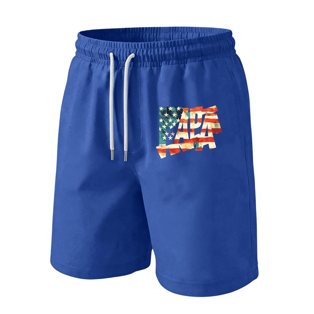 Men's Casual Drawstring Waist Shorts with Flag Print Lightweight Comfortable Fit Suitable for Daily Wear and Outdoor Activities