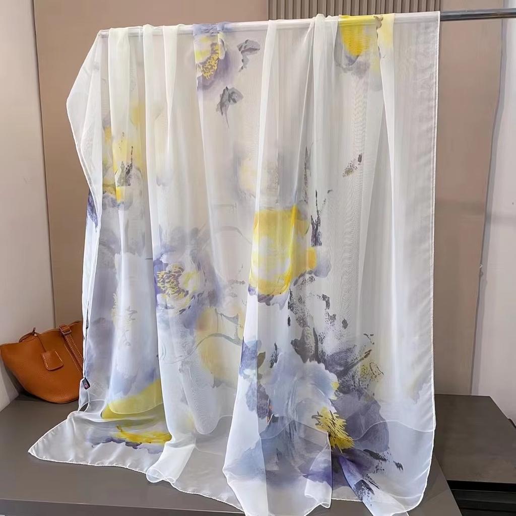 Silk Scarf Folral Women Hijab Bandana Ladies Head Neck Print Foulard Female Headbanda Pashmina Scarves Echarpe Shawl Large Wrap