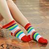 1 Pair Women Colorful Striped Toe Socks Breathable Arch Support Mid-calf Socks Non-slip Moisture Wicking Compression Socks