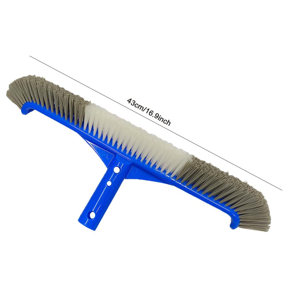 17 Inch Pool Brush Head with Curved Ends Swimming Pool Scrub Brushes for Cleaning Inground Pool Tiles Walls Floor Steps