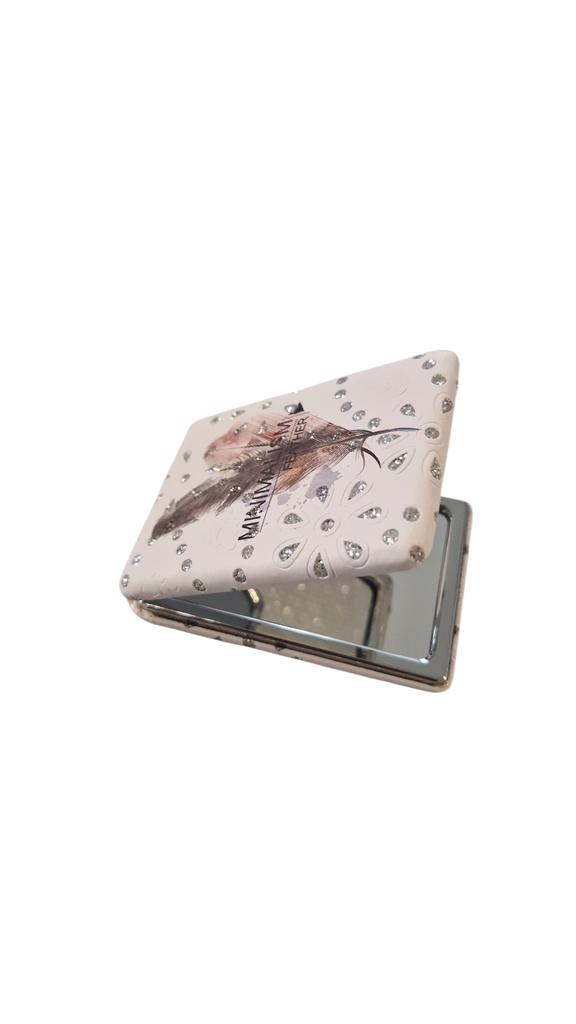 Pocket Mirror For Handbag - Rectangular Compact - White - 1 Piece