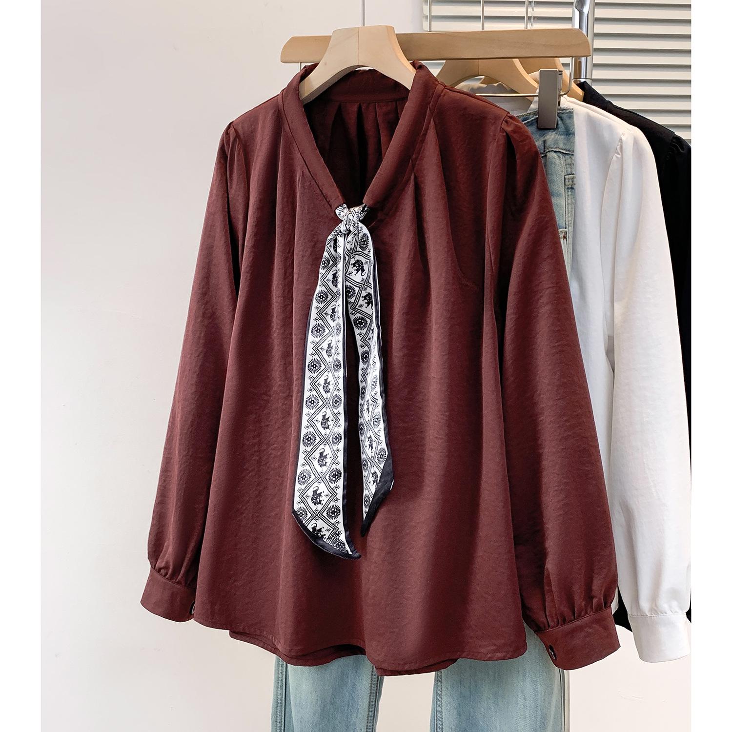 

2026 Spring/Autumn Plus Size Women s Slimming High-End Base Layer Scarf Top M