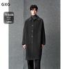 GXG Men's Dark Grey Raglan Sleeve Wool Long Coat
