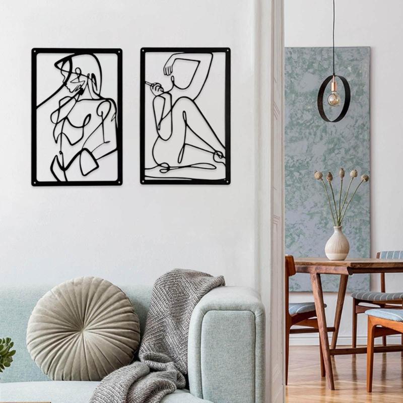 Creative Metal Abstract Female Art Drawing Abstract Decors Elegant Metal Wall Decors Add Artistic Touch to Room Office