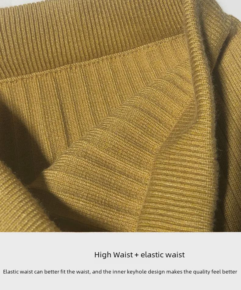 1688 Strickrock mit Schlitz und hoher Taille für Damen