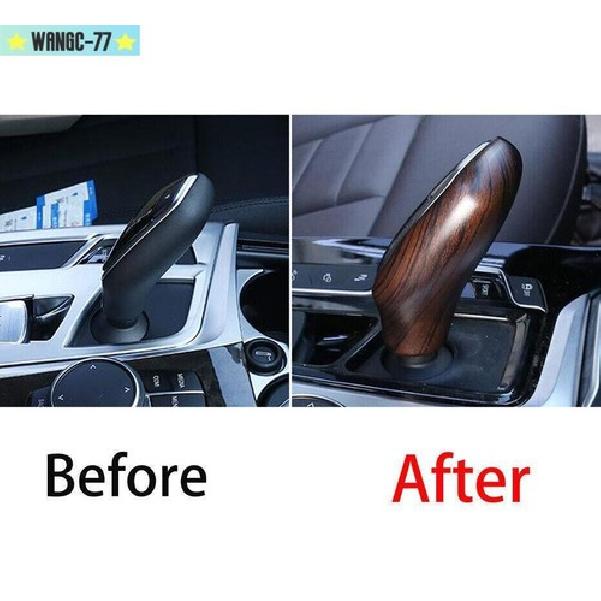 Brown Wood Middle Console Gear Shift Knob Cover Trim For BMW 7 Series 2016-