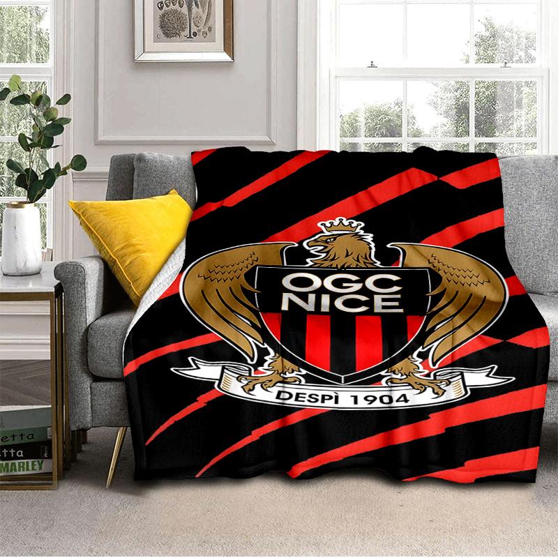 Ogc Nizza Wappen Kunstwerk Decke Leicht Ideal Bettwäsche Decke Perfekt für Reisen, Camping, Wohnzimmer, Büros, Sofas, Fan Weihnachtsgeschenk