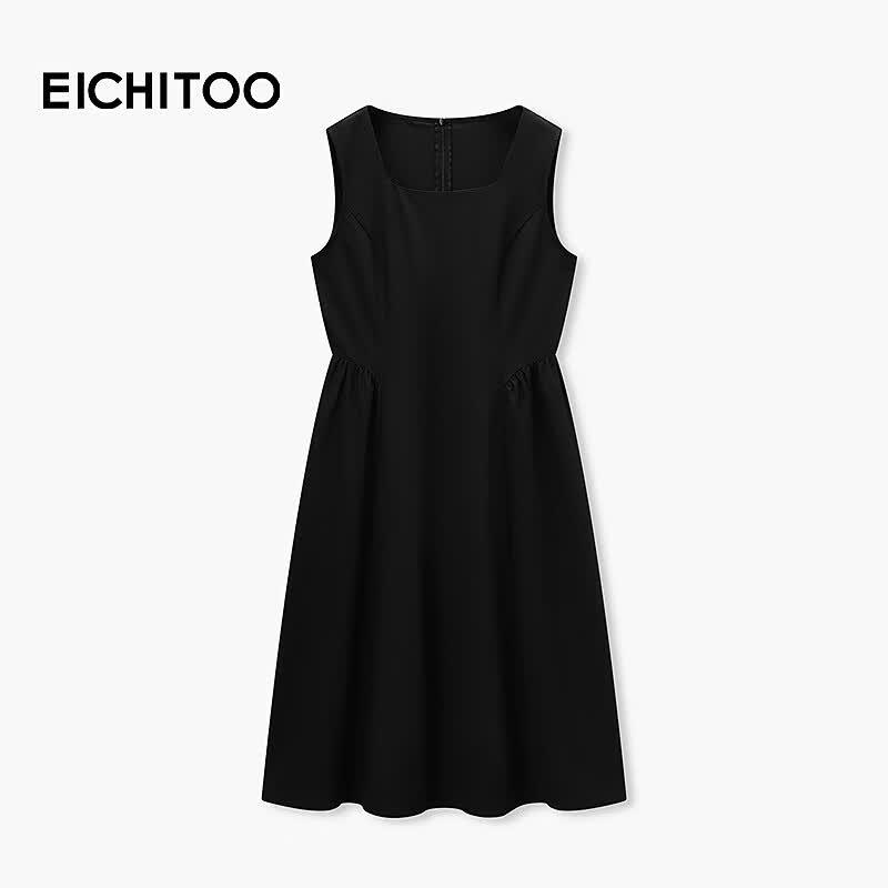 Women s Slimming Sleeveless U-Neck A-Line Midi Dress S