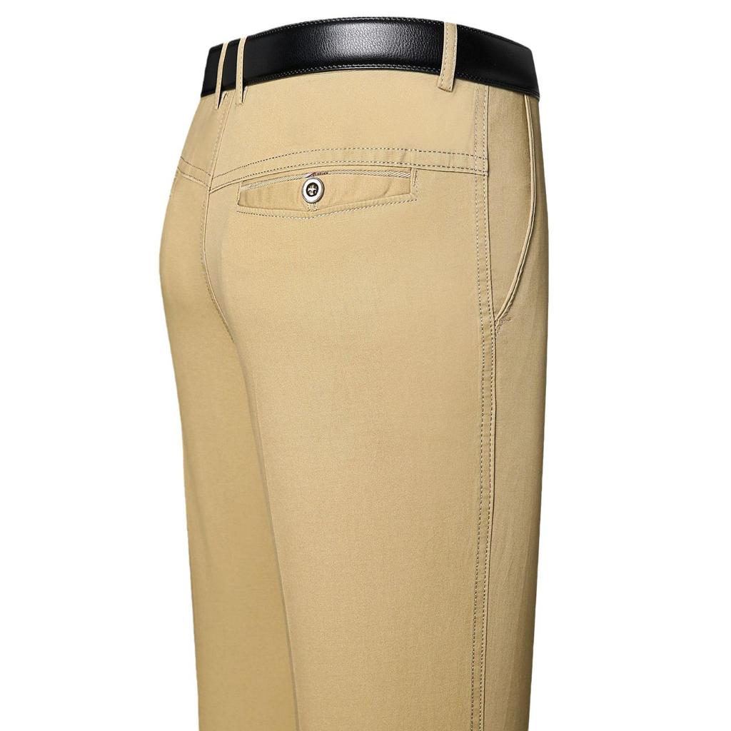 Men's Summer Cotton High-Waist Casual Trousers - Middle-Aged & Elderly 