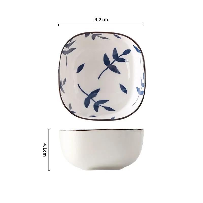 Japanese Square Dip Bowl Ceramic Household Printing Soy Sushi Sauce Plate Snacks Fruit Plate Cheese Dipping Sauce Dish Tableware