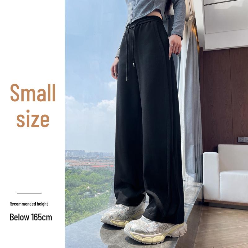 Women's High-Waist Dark Gray Sweatpants - Slim Fit, Wide Leg Sports Pants for Autumn 2025