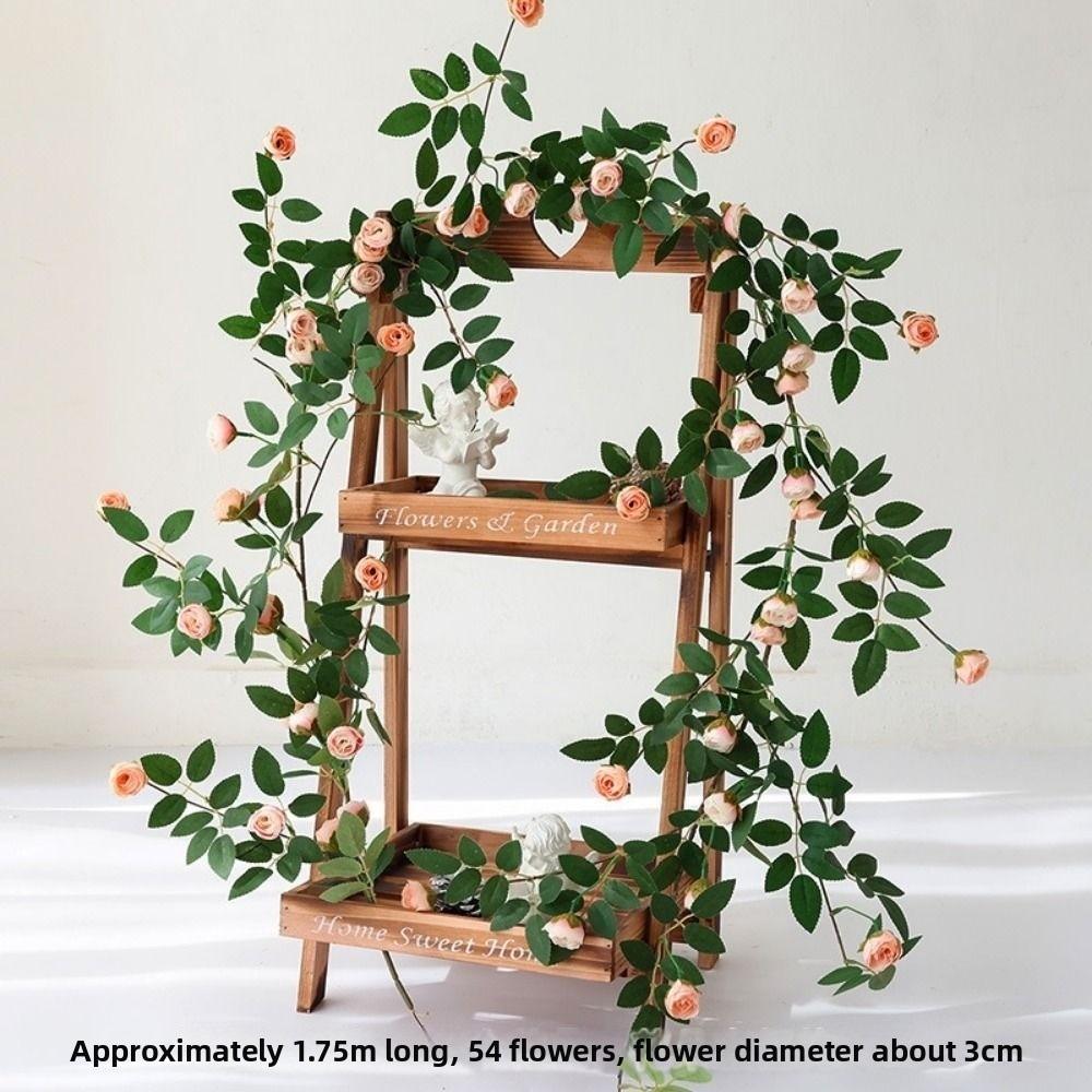 High Quality Plastic Silk Artificial Rose Vine 4 Colors 1.75m 54 Heads Hanging Flowers Rattan Fake Plants Leaves Home Decoration