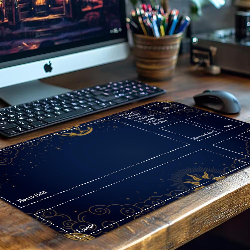 Vintage Celestial Tarot Large Gaming Desk Mat Non Slip Rubber Stitched Keyboard Mouse Pad ESport Office Daily Stationery