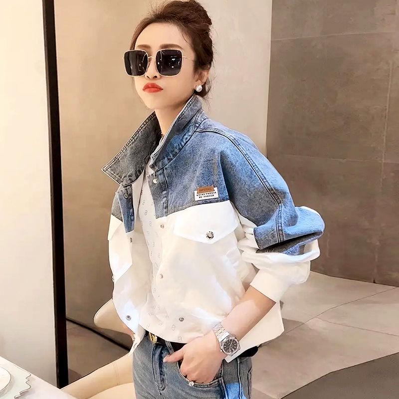 Women's Spliced Denim Jacket | 2023 Spring & Autumn | Loose-Fit, Versatile Tops