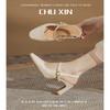 2025 spring and summer new high heel with Mary Jane shoes women's beautiful single shoes thick heel French beige sandals women