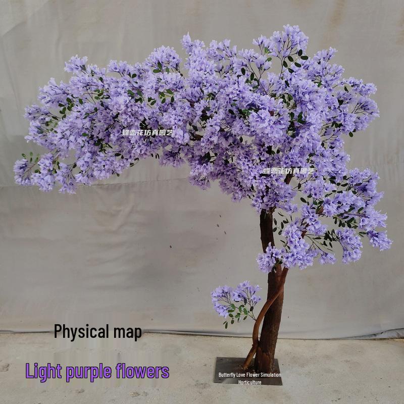 Blue Flower Indoor and Outdoor Artificial Potted Tree for Landscaping and Living Room Decor