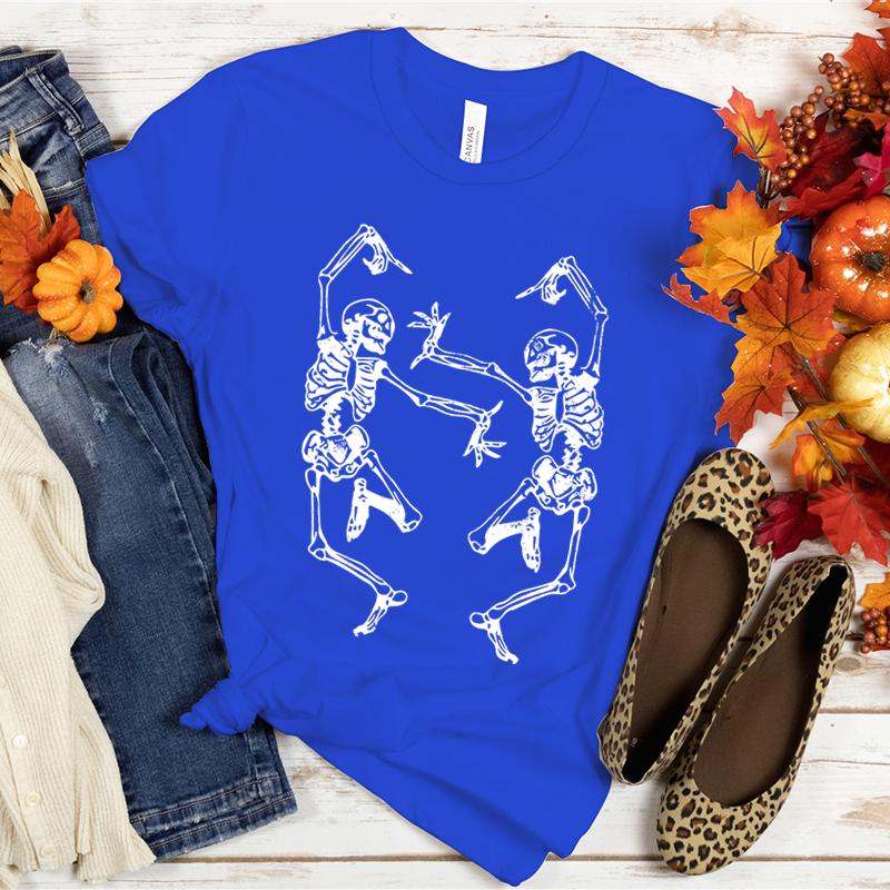 Halloween T-Shirt mit Skelett-Grafik T-Shirts Skelette feiern und tanzen T-Shirts Lustiges gruseliges Shirt Kurzarm-Tops