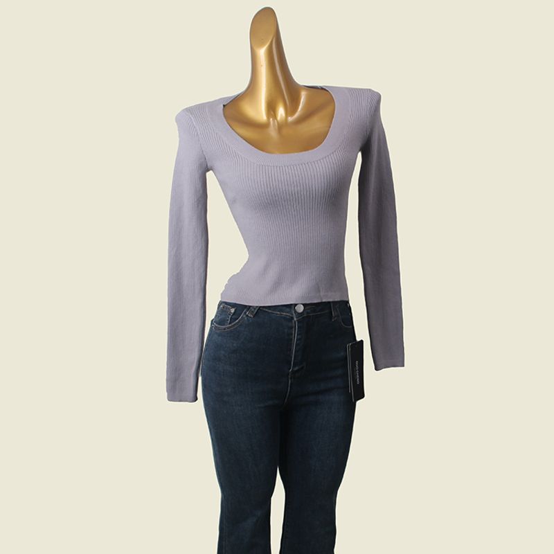 2024u Collar Sweater Women's Winter Long Sleeve Inner Thread Inner Match Sexy Silm Bottoming Shirt