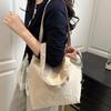 New Casual Drawstring Shoulder Bag Khaki Color Lightweight Handbag Trendy Large Capacity Tote Bag