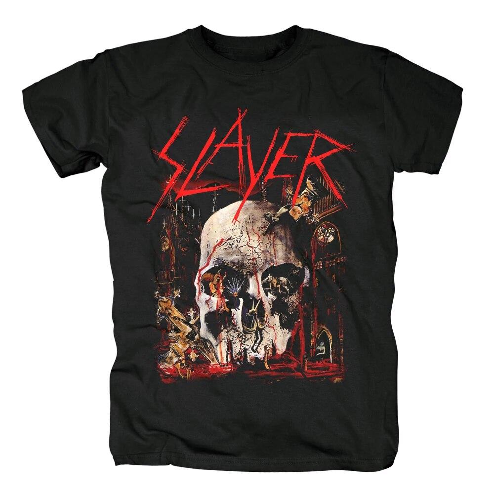 

Винтажная футболка Slayer Show No Mercy, модная футболка унисекс с коротким рукавом, уличная одежда в стиле Харадзюку, хлопковая футболка в стиле хип-хоп, футболки, топы